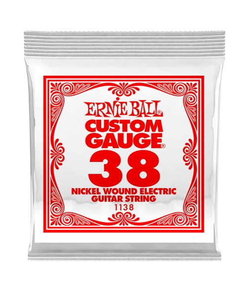 Ernie Ball Cuerda "Custom Gauge" 1138(6) para Guitarra Eléctrica, Calibre 0.038, Nickel