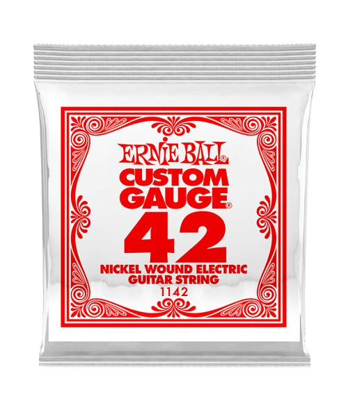 Ernie Ball Cuerda "Custom Gauge" 1142(6) para Guitarra Eléctrica, Calibre 0.042, Nickel