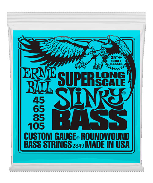 Ernie Ball Encordadura "Slinky Super Long Scale" 2849, Bajo Eléctrico 4 cuerdas, Nickel Wound 45-105