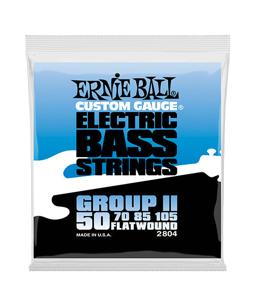 Ernie Ball Encordadura "Flatwound Group II" 2804, Bajo Eléctrico, Acero Inoxidable 50-105