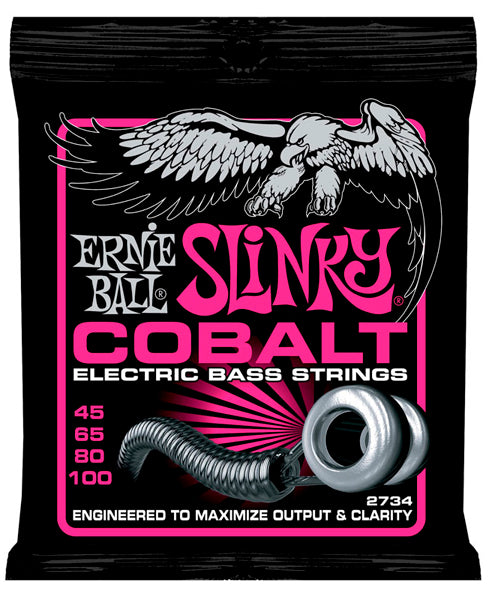 Ernie Ball Encordadura "Super Slinky Cobalt" 2734, Bajo Eléctrico 45-100