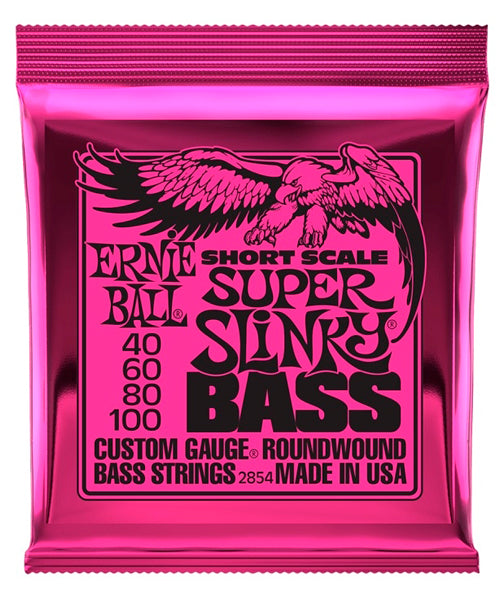 Ernie Ball Encordadura "Short Scale Super Slinky" 2854, Bajo Eléctrico, Nickel Wound 40-100