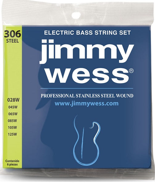 Jimmy Wess Encordadura Pro para Bajo Eléctrico WAB306 Acero Inoxidable 6 Cuerdas