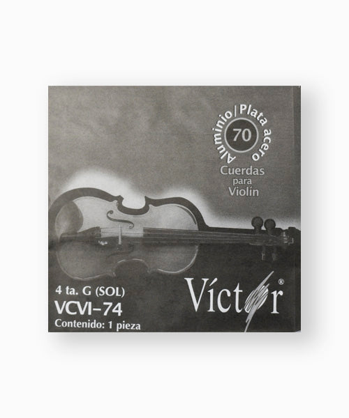 Víctor Cuerda 74(10) para Violín 4/4, 4A (G "Sol"), Entorchado Aluminio Pulido