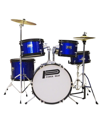 Powerbeat Batería Junior Azul Con Atriles, Asiento Y Platillos JBJ1049A-BL