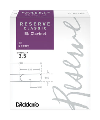D'Addario Woodwinds Cañas Reserve Classic Para Clarinete Si Bemol 3 1/2, DCT1035(10), Caja Con 10 Pzas