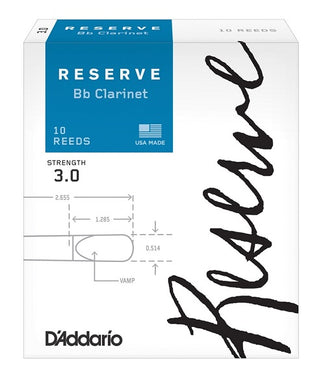 D'Addario Woodwinds Cañas Reserve para Clarinete Si Bemol 3, DCR1030(10), Caja con 10 Pzas