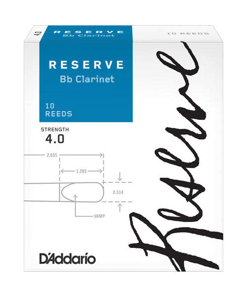 D'Addario Woodwinds Cañas Reserve Para Clarinete Si Bemol 4, DCR1040(10), Caja Con 10 Pzas