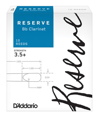 D'Addario Woodwinds Cañas Reserve para Clarinete Si Bemol 3.5+, DCR10355(10), Caja con 10 Pzas