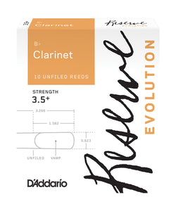 D'Addario Woodwinds Cañas Reserve Evolution Para Clarinete Si Bemol 3.5+, DCE10355(10), Caja Con 10 Pzas