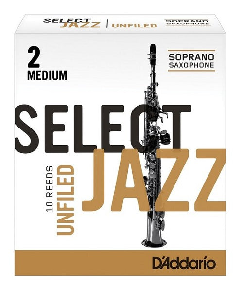 D'Addario Woodwinds (Rico) Cañas "Select Jazz" Para Saxofón Soprano 2M Unfiled, RRS10SSX2M(10), Caja Con 10 Pzas