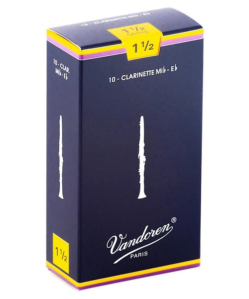 Vandoren Cañas Tradicionales Para Clarinete Mi Bemol 1 1/2, CR1115(10), Caja Con 10 Pzas