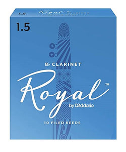 D'Addario Woodwinds (Rico) Cañas Royal para Clarinete Si Bemol 1 1/2, RCB1015(10), Caja con 10 Pzas