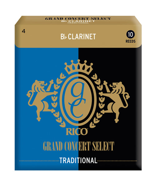 D'Addario (Rico) Cañas Grand Concert Select Traditionel Para Clarinete Si Bemol 4, RGC10BCL400(10), Caja Con 10 Pzas