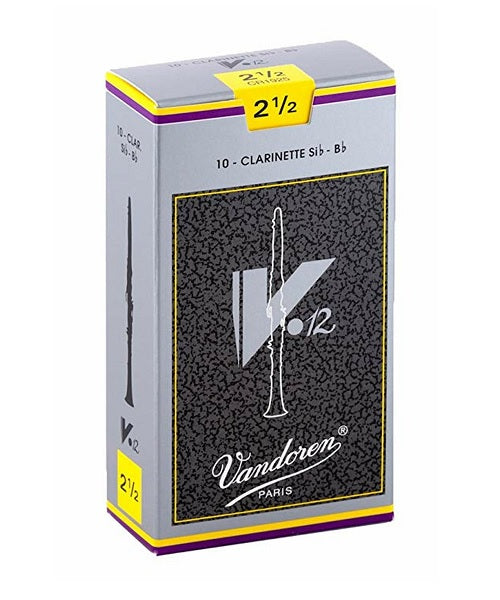 Vandoren Cañas "V12" Para Clarinete Si Bemol 2 1/2, CR1925(10), Caja Con 10 Pzas