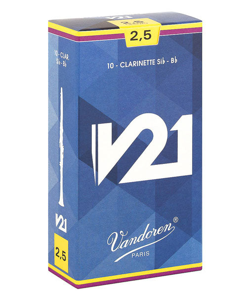 Vandoren Cañas "V21" Para Clarinete Si Bemol 2 1/2, CR8025(10), Caja Con 10 Pzas