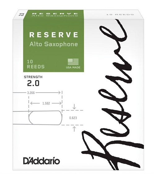 D'addario Cañas Reserve para Saxofón Alto 2, DJR1020(10), Caja con 10 Pzas