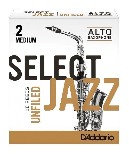 D'addario (Rico) Cañas "Select Jazz" para Saxofón Alto 2M Unfiled, RRS10ASX2M(10), Caja con 10 Pzas