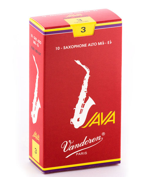 Vandoren Cañas JAVA "Filed-Red Cut" Para Saxofón Alto 3, SR263R(10), Caja Con 10 Pzas