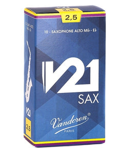 Vandoren Cañas "V21" para Saxofón Alto 2 1/2, SR8125(10), Caja con 10 Pzas