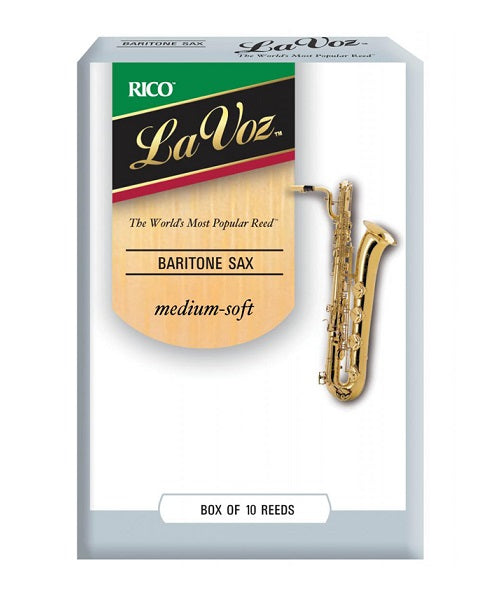D'Addario Woodwinds Cañas La Voz para Saxofón Barítono, Medium Soft, RLC10MS(10), Caja con 10 Pzas