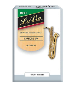 D'Addario Woodwinds Cañas "La Voz" para Saxofón Barítono, Medium, RLC10MD(10), Caja con 10 Pzas