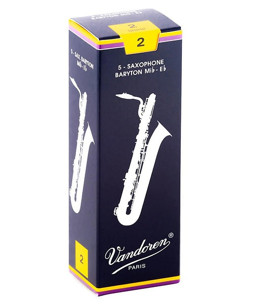 Vandoren Caña Tradicionales para Saxofón Barítono Mi Bemol 2, SR242(5), Caja con 5 Piezas