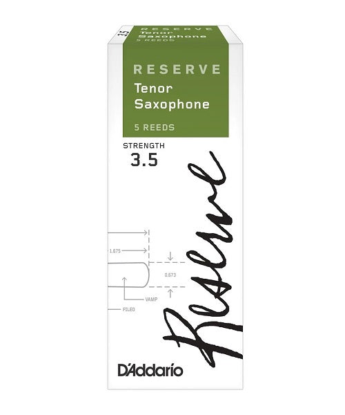 D'Addario Woodwinds Cañas Reserve Para Saxofón Tenor 3 1/2, DKR0535(5), Caja Con 5 Pzas