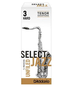 D'Addario Woodwinds (Rico) Cañas "Select Jazz" Para Saxofón Tenor 3H Unfiled, RRS05TSX3H(5), Caja Con 5 Pzas