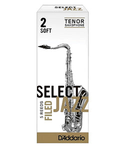 D'Addario Woodwinds (Rico) Cañas "Select Jazz" para Saxofón Tenor 2S Filed, RSF05TSX2S(5), Caja con 5 Pzas