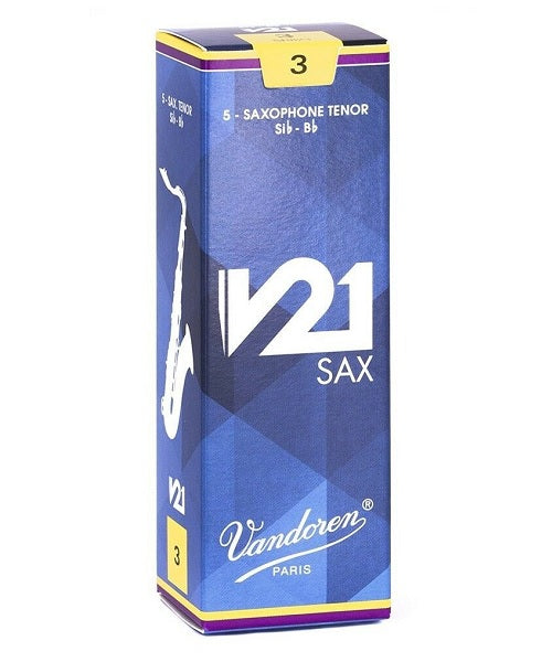 Vandoren Cañas "V21" para Saxofón Tenor 3, SR823(5), Caja con 5 Pzas