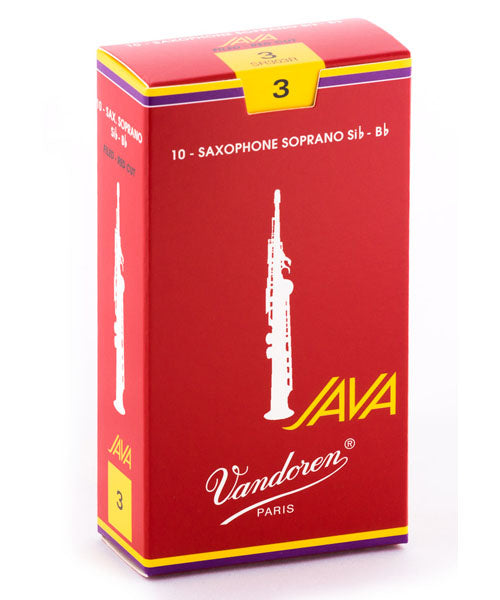 Vandoren Cañas "JAVA Filed-Red Cut" Para Saxofón Soprano 3, SR303R(10), Caja Con 10 Pzas