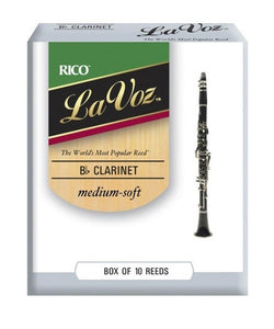 D'Addario Woodwinds Cañas "La Voz" para Clarinete Si Bemol, Medium Soft, RCC10MS(10), Caja con 10 Pzas