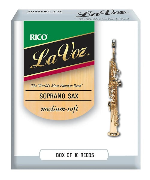 D'Addario Woodwinds Cañas La Voz Para Saxofón Soprano, Medium Soft, RIC10MS(10), Caja con 10 Pzas
