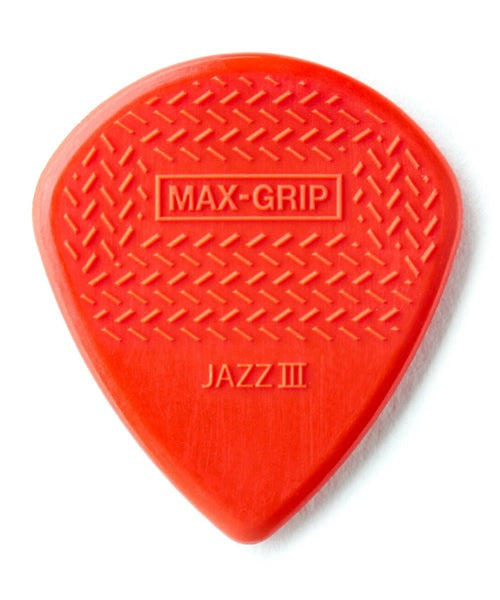 Dunlop Púas Max Grip Jazz III 471R3N(24) 1.38mm, Rojo con 10 piezas