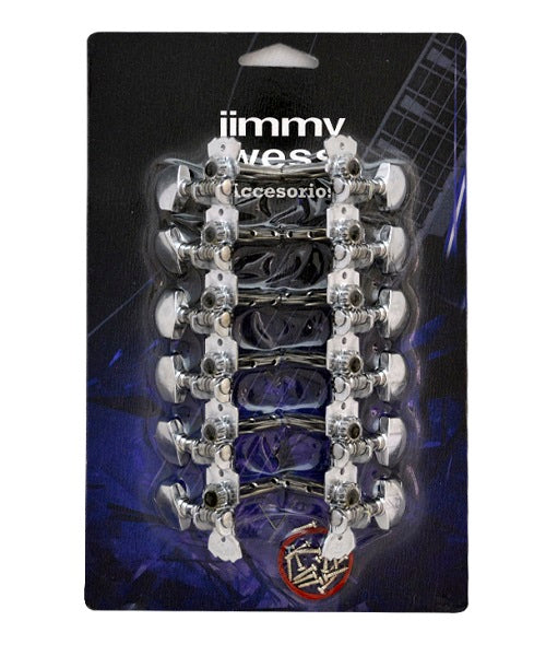 Jimmy Wess Maquinaria SKG669P-CK para Guitarra Acústica 6+6 Niquelada (Perno y Botón Metal)