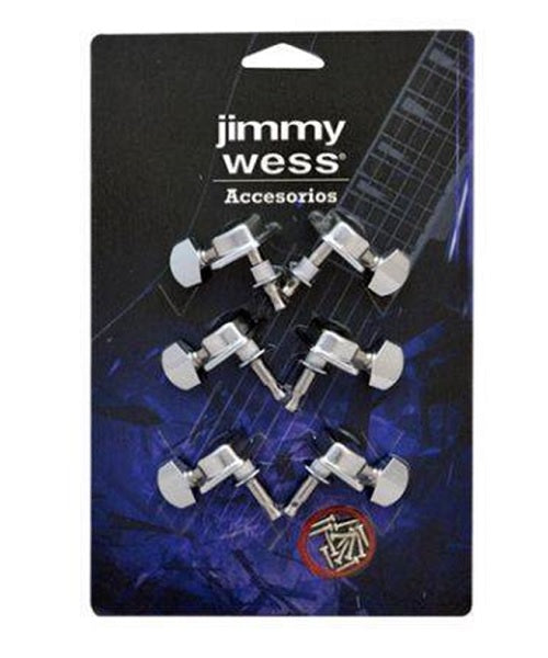 Jimmy Wess Maquinaria SKG363CR-CK para Guitarra Eléctrica 3+3 Cromada (Perno y Botón Metal)