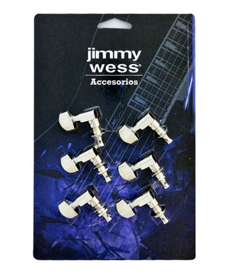 Jimmy Wess Maquinaria SKG642NK-CK para Guitarra Eléctrica, 6 en Línea, Niquelada (Perno y Botón Metal)