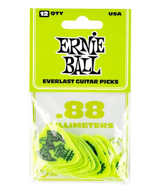 Ernie Ball Púas Everlast 9191 Verde 0.88 con 12 Piezas
