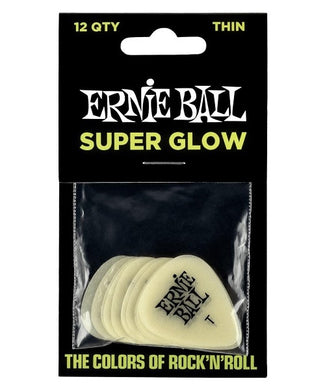 Ernie Ball Púas Super Glow 9224(12) Thin con 12 piezas