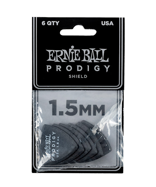 Ernie Ball Púas Prodigy 9331 Shield Negro 1.50 con 6 Piezas