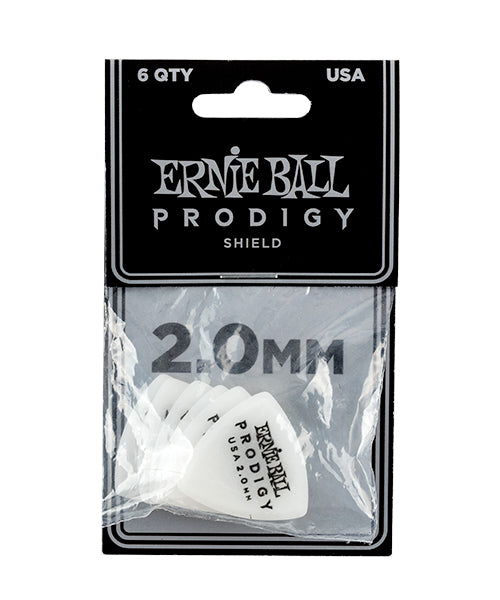 Ernie Ball Púas Prodigy 9337 Shield Blanco 2.00 con 6 Piezas