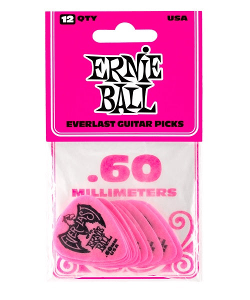 Ernie Ball Púas Everlast 9179 Rosa 0.60 con 12 Piezas