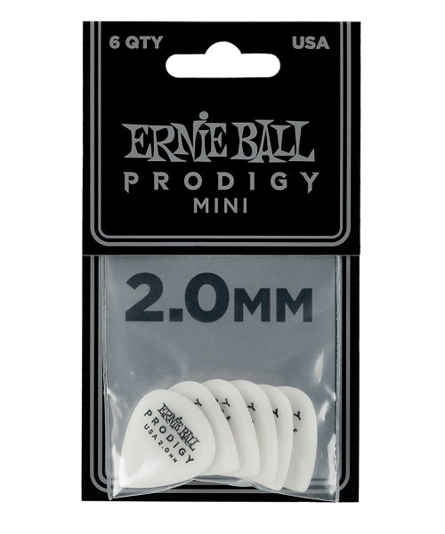 Ernie Ball Púas Prodigy 9203 Mini Blanco 2.00 con 6 Piezas