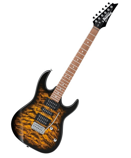 Ibanez Guitarra Eléctrica Ámbar Sombreado Transparente, GRX70QA-SB, Serie Gio