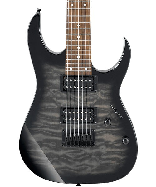Ibanez Guitarra Eléctrica Negra Sombreado Transparente 7 Cuerdas GRG7221QA-TKS Gio RG