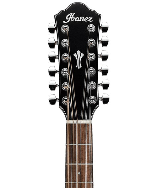 Ibanez Guitarra Electroacústica AEG5012-BKH Negra, 12 Cuerdas, Serie AEG