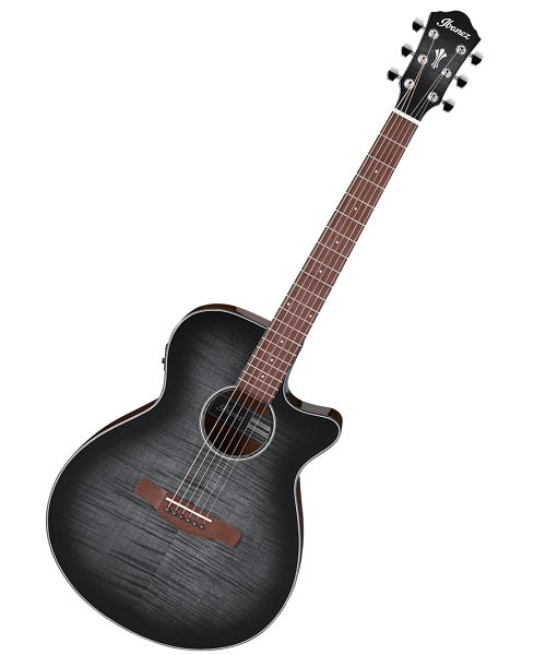 Ibanez Guitarra Electroacústica Negro Transparente Sombreado AEG70-TCH, Serie AEG