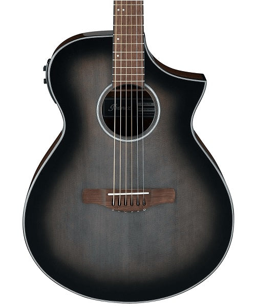 Ibanez Guitarra Electroacústica Negro Transparente Sombreado Negro AEWC11-TCB, Serie AEW