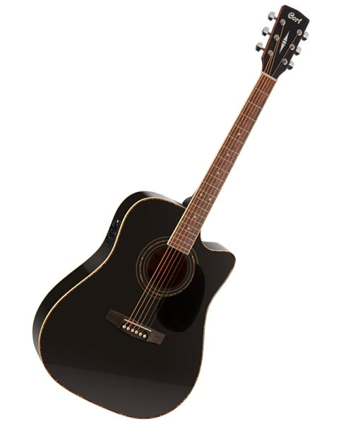Cort Guitarra Electroacústica Negra AD880CE BK, Serie Standard